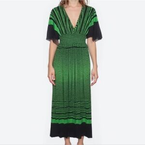 Vestido Green and Black Striped Maxi Dress